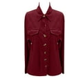 thumbnail image 3 of Women's Corduroy Jackets Long Sleeve Coats Button Down Coat (Red XL), 3 of 4