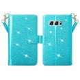 thumbnail image 2 of Samsung Galaxy Note 8 Case, Glitter Bling Faux Leather Kickstand Wallet Cover - Teal, 2 of 5