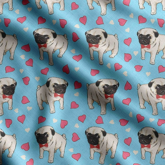 Soimoi Dog Print,Cotton Poplin, Sewing Fabric Sold by The Yard 42 Inch Wide,Sewing Craft Quilting/Quilt Making Fabric, Blue