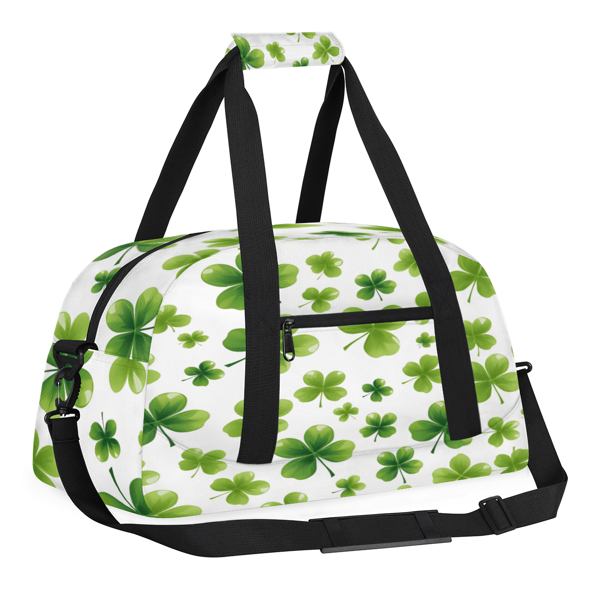 Herdesigns St Patricks Day Lucky Clover Sports Duffle Bag for Women & Men, Gym Bag Dance Bag Overnight Bag Carry On Weekender Travel Bag