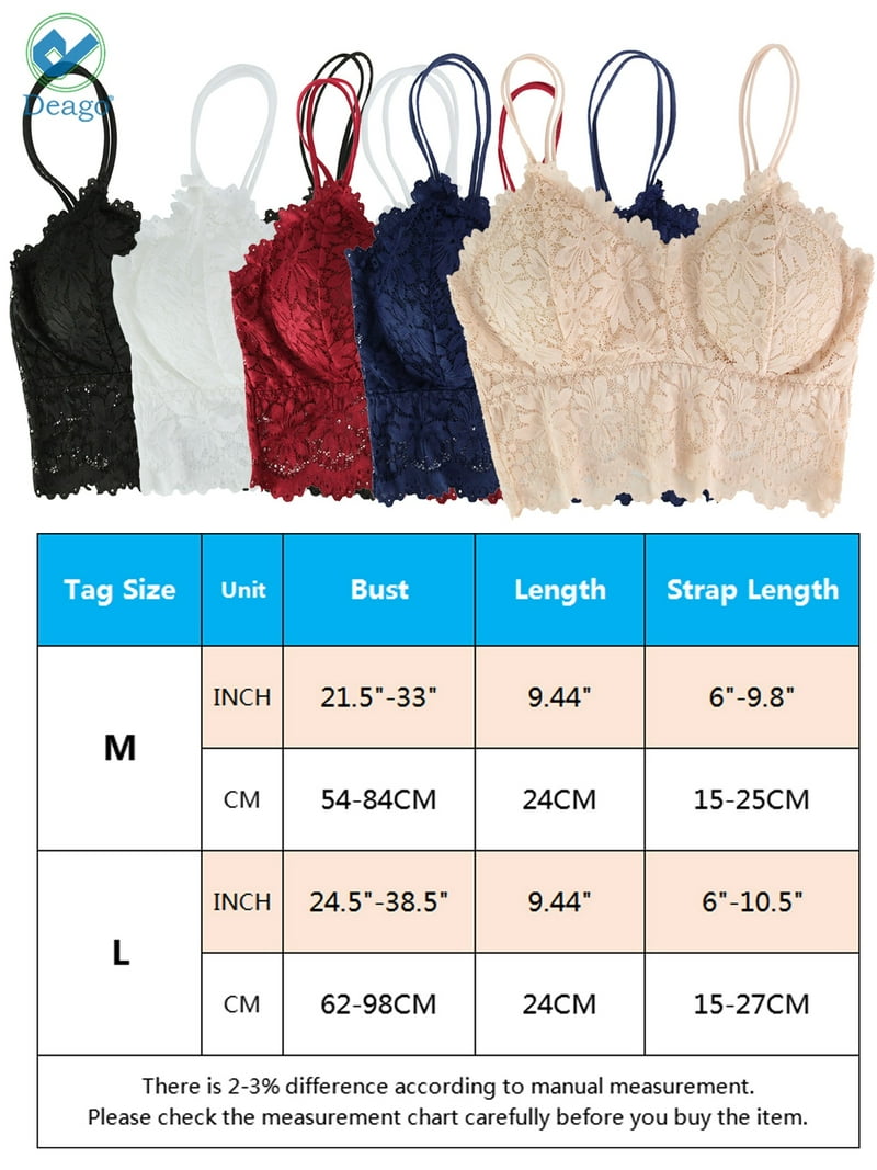 Deago Women's Lace Padded Bralette Bra Top Floral Stretch Wirefree
