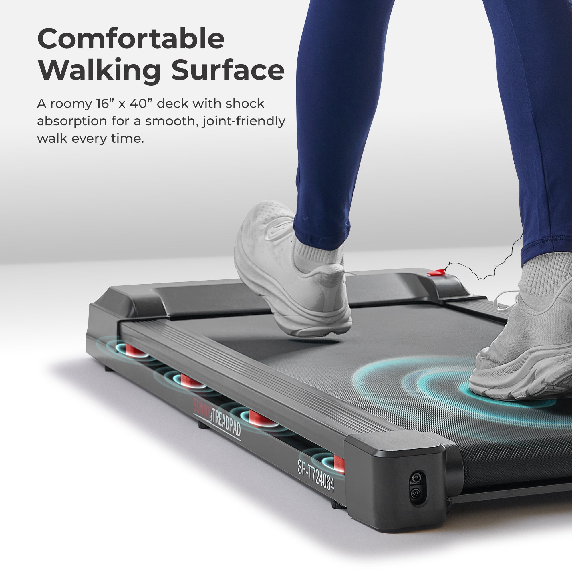 Sunny Health & Fitness Smart Under‑Desk Walking Treadpad Treadmill with Wi‑Fi & Bluetooth, Performance Tracking in the SunnyFit App