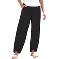 thumbnail image 2 of Hontri Palazzo Pants for Women- Women's Linen Wide Leg Pants Casual Loose High Waist Beach Haren Pants Pockets Loose Lounge Pants, 2 of 4