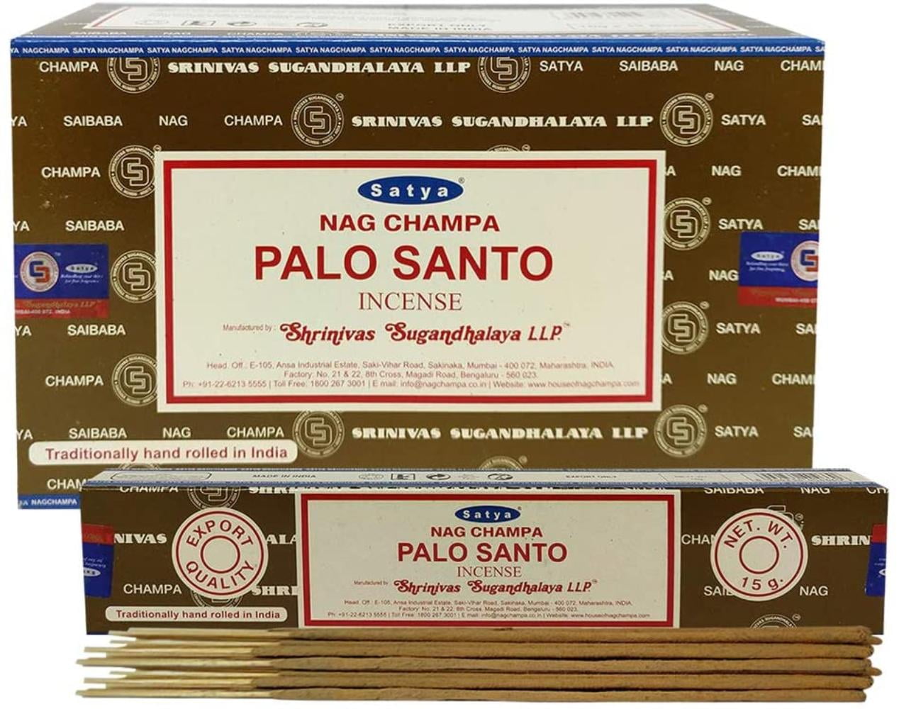 Satya Palo Santo Agarbatti Pack of 12 Incense Sticks Boxes, 15 GMS Each, Traditionally Handrolled in India Best Aeromatic Natural Fragrance Perfect ...