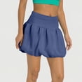thumbnail image 4 of Women's Double Layer Bubble Hem High Waist Skirt - Solid Color Micro-Stretch Skirt for Casual, Retro, and Vintage-Inspired Fashion,Navy S, 4 of 5