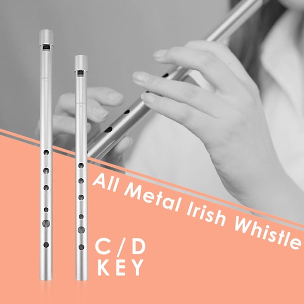 Silbato de Estaño Portátil, Silbato de Flauta de 6 Orificios de Aluminio, Silbato Irlandés para Instrumentos para Niños Principiantes C