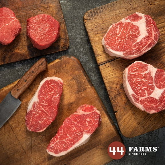 44 Farms USDA Choice Family Frozen Steak Cuts Beef Pack, 6 Steaks