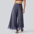 thumbnail image 4 of Women Flowy Chiffon Wide Leg Split Palazzo Pants High Waist Sheer Layered Trousers Lightweight Ankle Pants Gray XL, 4 of 6