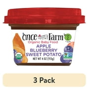 (3 pack) Once Upon a Farm Organic Refrigerated Baby Food Fruit & Veggie Blend Apple, Blueberry, & Sweet Potato, 4oz Bowl