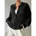 thumbnail image 5 of Women'S Crochet Cardigan Sweater Cardigan Hollow Out Sweater Long Sleeve Button Down Knit Top, 5 of 7
