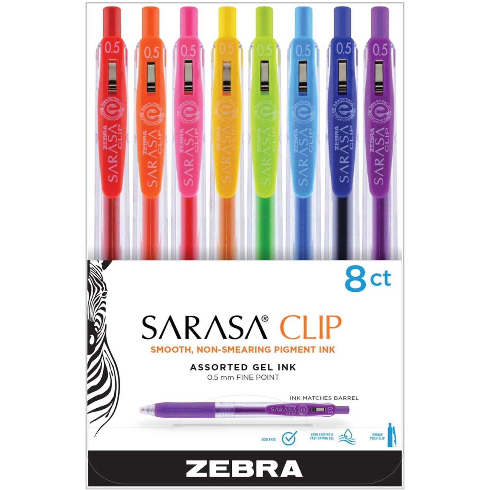 1.0 Pack 9 Zebra Sarasa Rollerball Gel Ink Pens Shiny Metallic Colour Set 