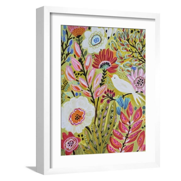 Art.com Garden Birds II Art Print by Karen Fields, White Frame Wall Art, 17" x 21"