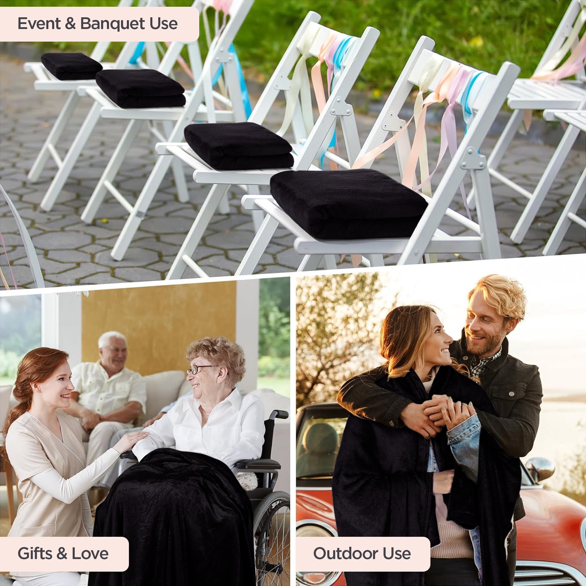 Moonlight20015 Wholesale Fleece Twin Blankets 12-Packs All-Season Soft Plush Throw for Charity, Shelter, & Home Washable, Lightweight & Cozy Black (60"x80")