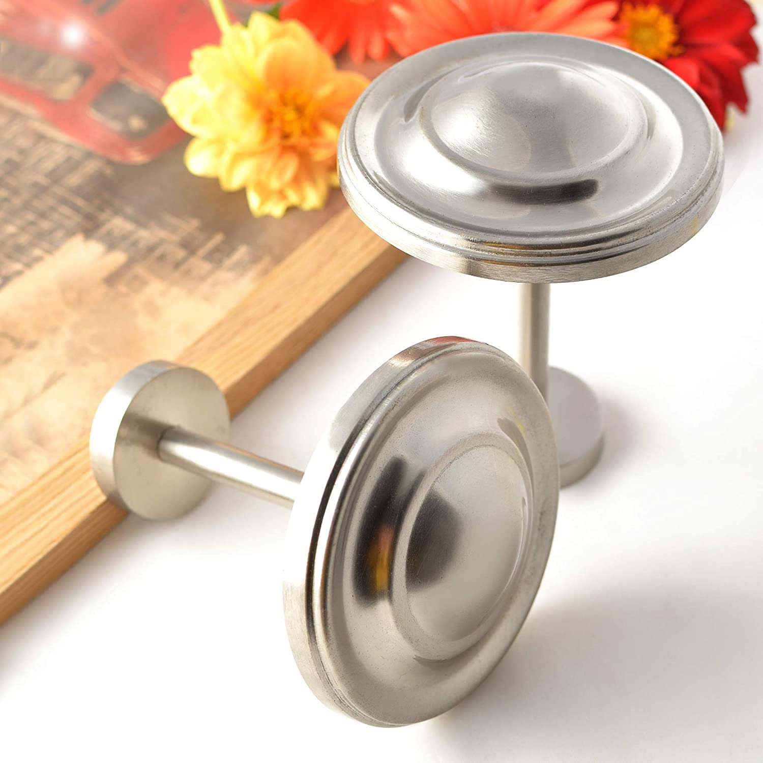 Deco Window Holdback/Curtain Tieback (Set of 2) Spin Medallion Satin Silver