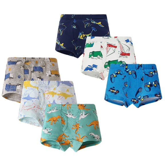 KYAIGUO 3-8T Baby Kids Boys Cotton Boxer Briefs Dinosaur Training Boyshorts 3Pack Little Boys Underwear Breathable Soft Comfortable Cotton Boxer Briefs Baby Shorts Boyshorts