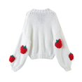 thumbnail image 3 of Trendfront Womens Strawberry Print Cardigan Sweater Long Sleeve Button Front Knit Jacket Cute Fruit Graphic Casual Cropped Outerwear, 3 of 4