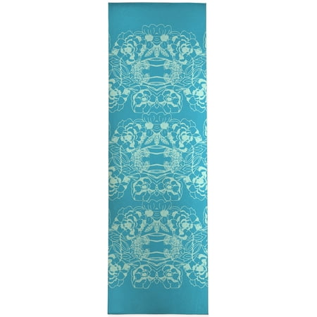 

Woodblock Floral Aqua Kitchen Mat by Kavka Designs