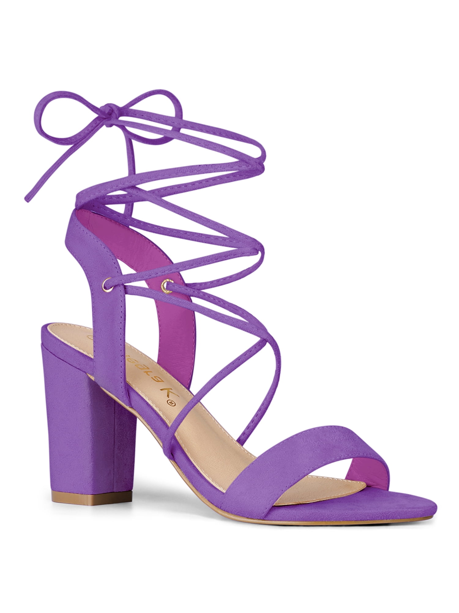 Allegra K Women's Chunky Heels Sandals Block Heels Lace up Sandals