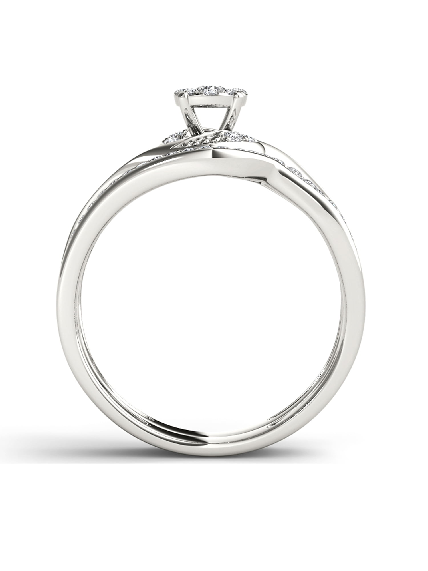 1/3 Carat T.W. Diamond Cluster 10kt White Gold Engagement Ring
