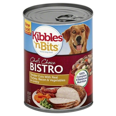 Kibbles 'n Bits Chef's Choice Bistro Tender Cuts With Real Turkey, Bacon & Vegetables in Gravy Wet Dog Food, 13.2-Ounce Cans (12