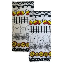 Boo Halloween Kitchen Towel Set with Ghosts & Candy Corn, 2 Cotton Dish Towels
