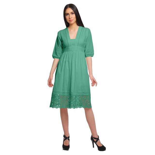 Moomaya Robe à Manches Courtes pour Femmes Robe de Soirée Unie Kurta Ethnique Décontractée