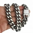 thumbnail image 3 of RapzGz Mens Cuban Link Chain 15mm 30inch Stainless Steel Silver Chain Hip Hop Chunky Choker Necklace, Includes Gift Packaging., 3 of 9
