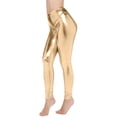 thumbnail image 2 of Womens Shiny Metallic Faux Leather Skinny Leggings, High Waist Stretch Tight Pants for Party Club Gold XL, 2 of 6