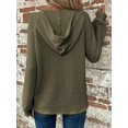 thumbnail image 2 of Mengpipi Women's Tops Fall Spring Long Sleeve V-Neck Waffle Knit Hooded Button Front Loose Casual Cardigan S-2XL, 2 of 9