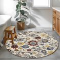 thumbnail image 4 of 4ft Washable Round Rug, Floral Boho Non-Slip Circle Area Rug for Living Room Bedroom, Retro Indoor Floor Mat for Home Decor, 4 of 9