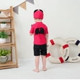 thumbnail image 5 of Kids Boys Chic Cartoon Animals Printed Rash Guard with Hat 3pcs Swimsuit Pool Party Swimwear Beach Bathing Suit (Devil, 2T), 5 of 5
