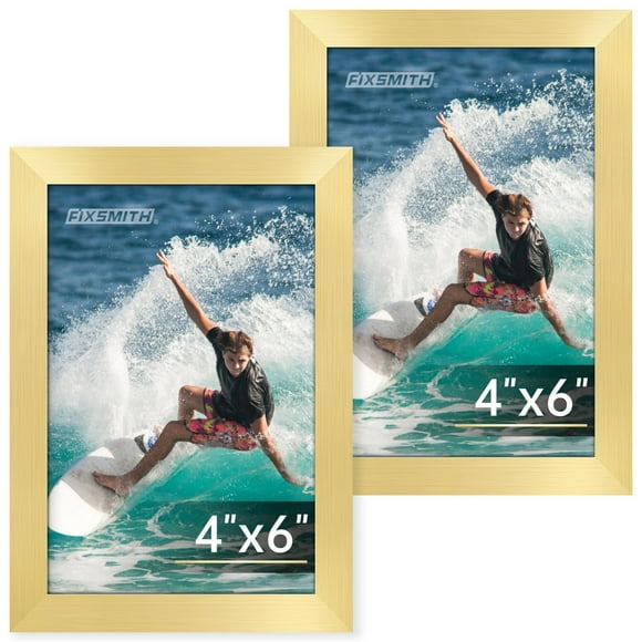 Fixsmith 4X6 Picture Frame Set Of 2 Gold Picture Frames Collage For Tabletop Or Wall Display Photo Frame 4X6 With Hd Plexiglass