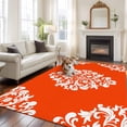 thumbnail image 3 of Classical Floral Washable Living Room Rugs 5'x7', Red Retro Symmetrical Texture Low Pile Throw Large Area Rugs Non-Slip Sturdy Edge Binding Carpet for Dining Room Bedside Kitchen, 3 of 9