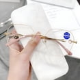 thumbnail image 4 of HBMYN Women Fashion Blue Light Blocking Oversized Reading Glasses +2.0,Metal Gold Rimless Bling Readers, 4 of 8