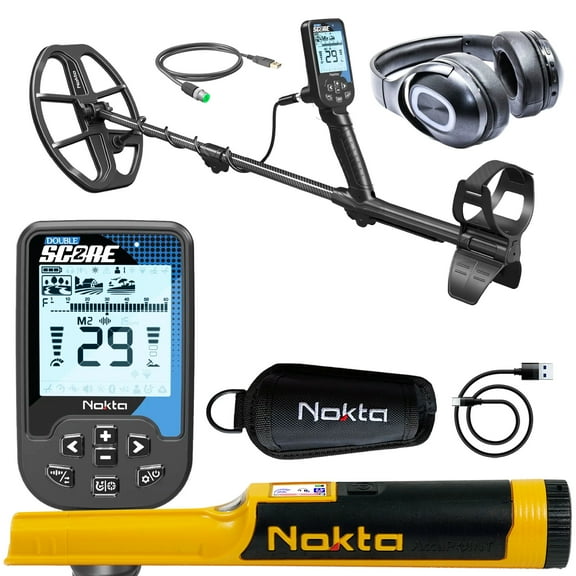 Nokta Double Score (Score 2) SMF Waterproof Metal Detector w/ Bluetooth Headphones and Accupoint Pinpointer