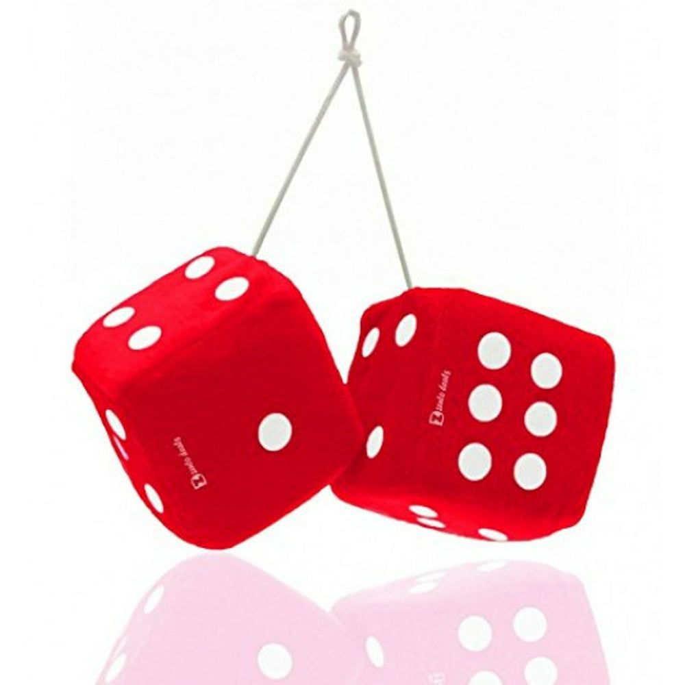Zento Deals Pair of Hanging Red Fuzzy Dice with White Dots Walmart