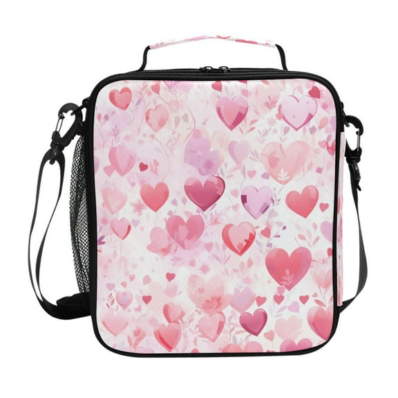 ALAZA Pink Loving Heart Lunch Box Insulated Lunch Bag Reusable Thermal Cooler Tote School Picnic