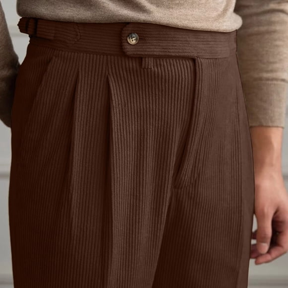 Casual Corduroy Italian Style Straight Fit Trousers for Everyday Casualwear and Street Fashion