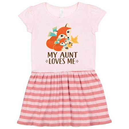 

Inktastic Aunt Loves Me Woodland Fox Gift Toddler Girl Dress