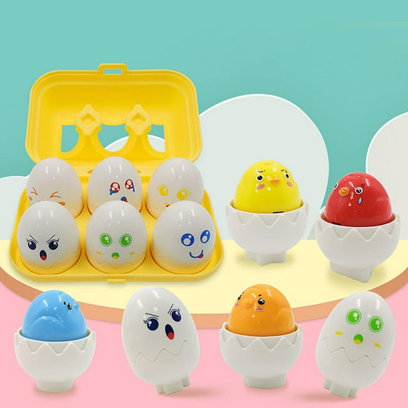 6 Unids Huevos Juguete Preescolar Aprendizaje Juguete Reconocimiento de Color Clasificación Squeak Juguete Huevos de Pollo Juguetes Huevos de Hugo Huevos a juego de colores