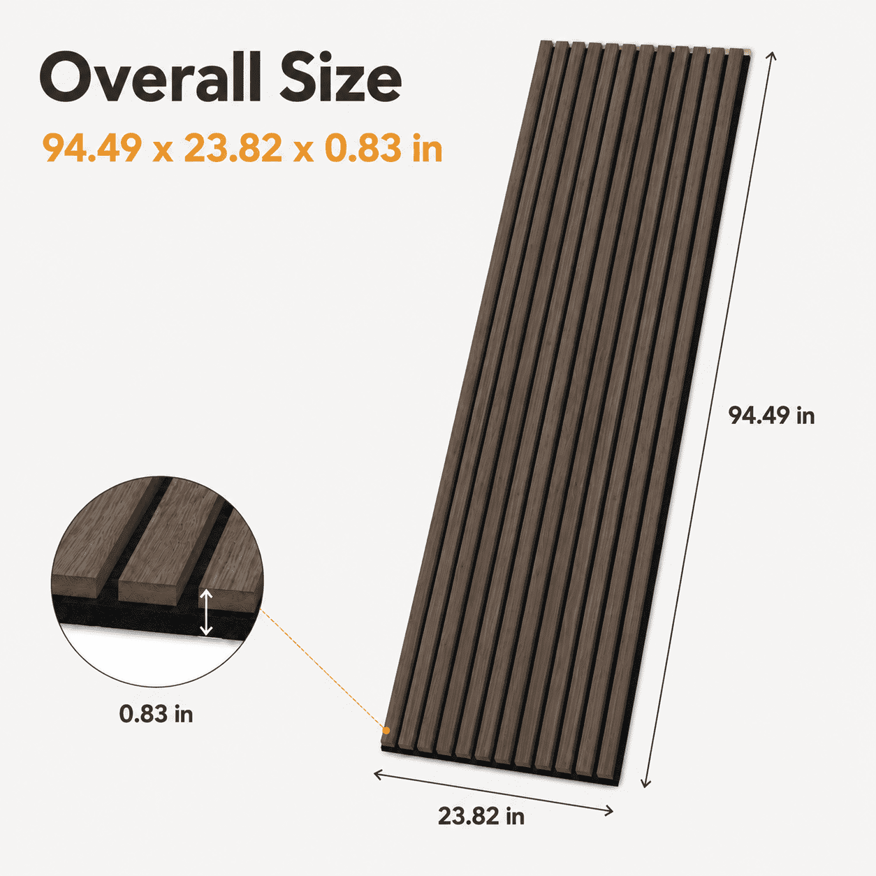 2-Pack Wood Slat Acoustic Wall Panels, 24" x 94.3" MDF Slat Wall Paneling for Modern Interior Wall Decor, Sound Absorbing Accent Panels, 31.4 Sq. Ft,American Walnut