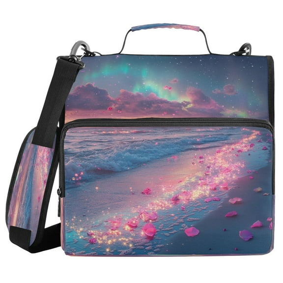 DIXRUYEE Zipper BinderTrapper of keeper Documents Organized Design Aurora Bliss on The Shore Printed