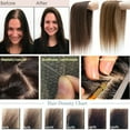 thumbnail image 6 of SEGO Clip in Hair Extensions Human Hair Toppers 100% Real Human Hair Silk Base Topper for Thinning Hair Natural Black Hair Pieces, 6 of 7