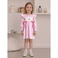 thumbnail image 3 of BemeyourBBs Toddler Baby Girls Thanksgiving Outfit Embroidery Turkey Gingham Plaid Ruffle Princess Dress Long Sleeve Crew Neck Bowknot Pleated Fall Winter Dress Clothes, 3 of 9