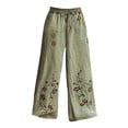 thumbnail image 4 of yunLCZ Women's Wide Leg Pants Holiday Style Retro Linen Floral Ethnic Print Casual Pants For Women – Comfortable Relaxed Fit Perfect For Summer Beach And Vacation Wear Business Work Casual Pants, 4 of 4