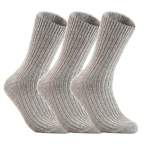 Lovely Annie Men's 3 Pairs Wool Knitted Socks One Size 9-11 Light Gray