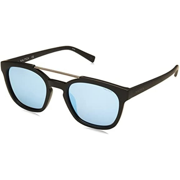 NEW Nautica N3638SP 005 POLARIZED Matte Black Sunglasses with Blue Mirror Lenses