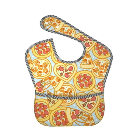 

Bingfone Mess-Proof Baby Bib - Waterproof Bib for Baby Boy or Girl with Food Catcher Pocket Unisex-Cute Pizza In Various
