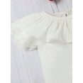 thumbnail image 3 of Qiylii Newborn's 3Pcs Clothes Set, Ribbed Ruffled Romper+Tutu Skirt+Hair Band, 3 of 3