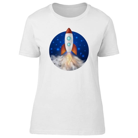 Retro Space Rocket Design T-Shirt Women -Image by Shutterstock, Female Small